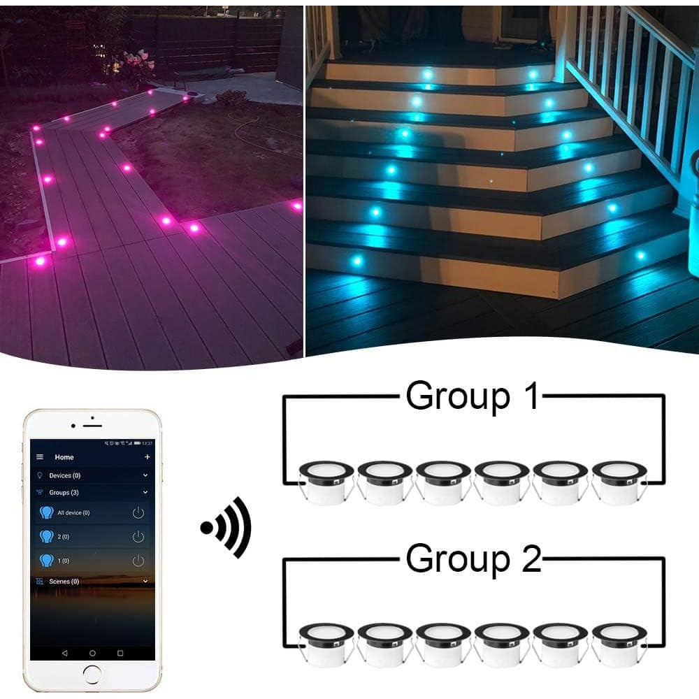 30-Piece RGBW LED Recessed Waterproof Deck and Stair Lights