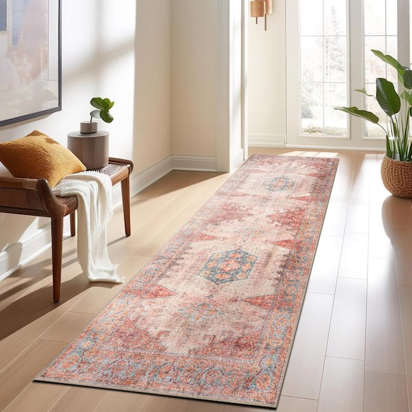 Vintage Bohemian Machine Washable Non Slip Multi 2 ft. 6 in.  x  12 ft.   Runner Rug
