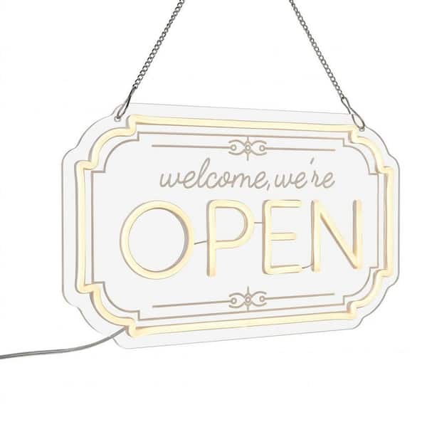 LED Neon Open Sign Dimmable Warm White USB Powered Indoor Wall Window Decor for Business Shop Restaurant Bar