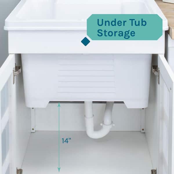 UTILITYSINKS USA-Made Plastic Freestanding 24 in x 24-Inch UtilityTub Heavy  Duty Compact Utility Sink Ideal for Workshop, Laundry Room, Garage,  Greenhouse, Pet Wash Station (White) 
