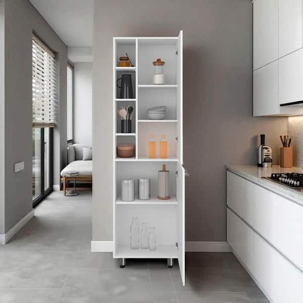 Florence Kitchen Pantry, Multiple Open and Closed Shelves, Modern Design, White