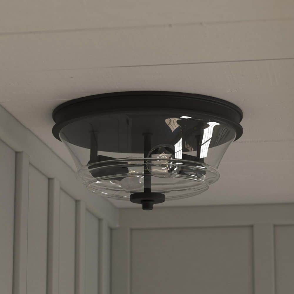 Toledo 13" Matte Black Industrial Farmhouse Flush Mount Light