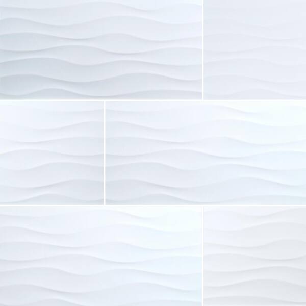 Msi Dymo Wavy White 12 In X 24 In Glossy Ceramic Wall Tile 960 Sq Ft Pallet Ndymwavwhi1224p The Home Depot