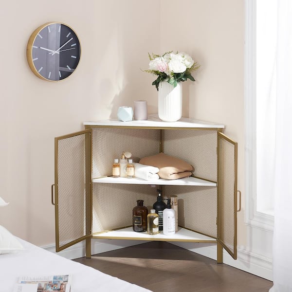 VECELO 3-Tiers Corner Shelf Metal Frame Shelves Storage Organizer