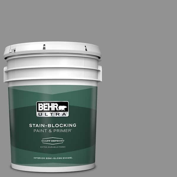 BEHR ULTRA 5 gal. #N520-4 Cool Ashes Extra Durable Semi-Gloss Enamel Interior Paint & Primer