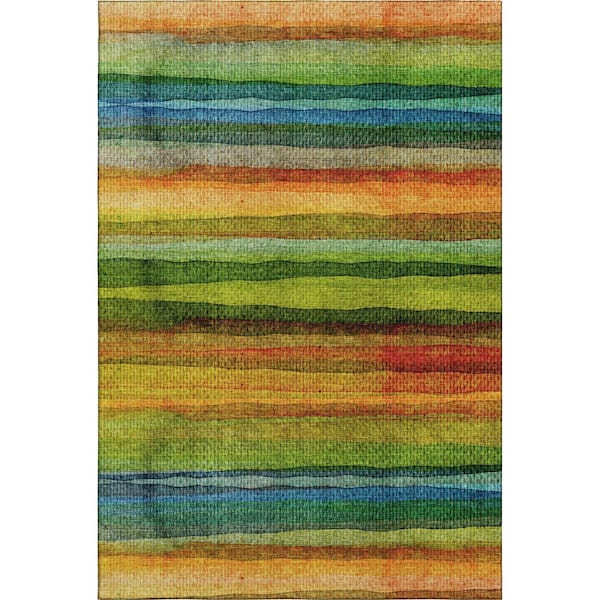 Mayfield Premium Machine Washable Abstract AMF2093 Green 8 ft. x 10 ft. Area Rug