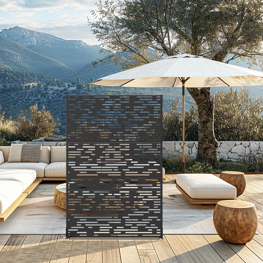 Godfrey 72 in. Galvanized Steel Garden Fence Outdoor Privacy Screen Garden Screen Panels in Black price history on PriceWatchPro