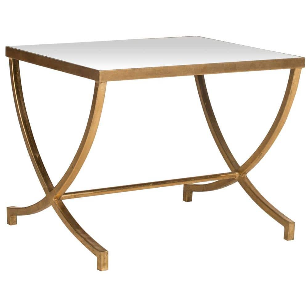 Elegant Gold Leaf Mirrored Rectangular Accent Table