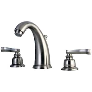 Royale 8 in. Widespread 2-Handle Bathroom Faucets with Plastic Pop-Up in Brushed Nickel