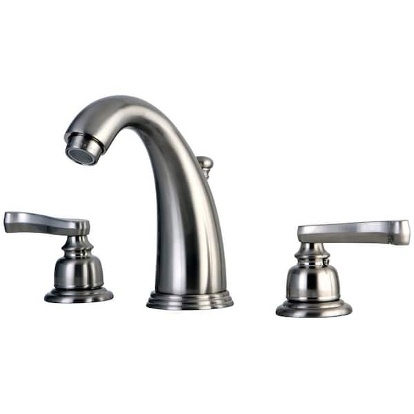 Kingston Brass Royale 8 in. Widespread 2-Handle Bathroom Faucets with Plastic Pop-Up in Brushed Nickel