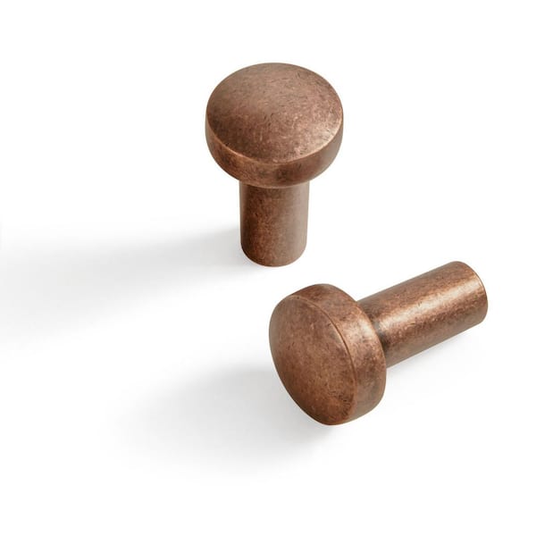 6-Pack 3/4 in. (20mm) Classic Minimalist Antique Copper Round Cabinet Knobs