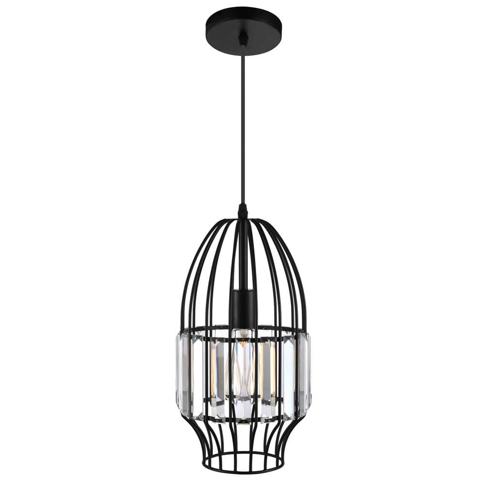 Black Steel Crystal Mini LED Pendant Light