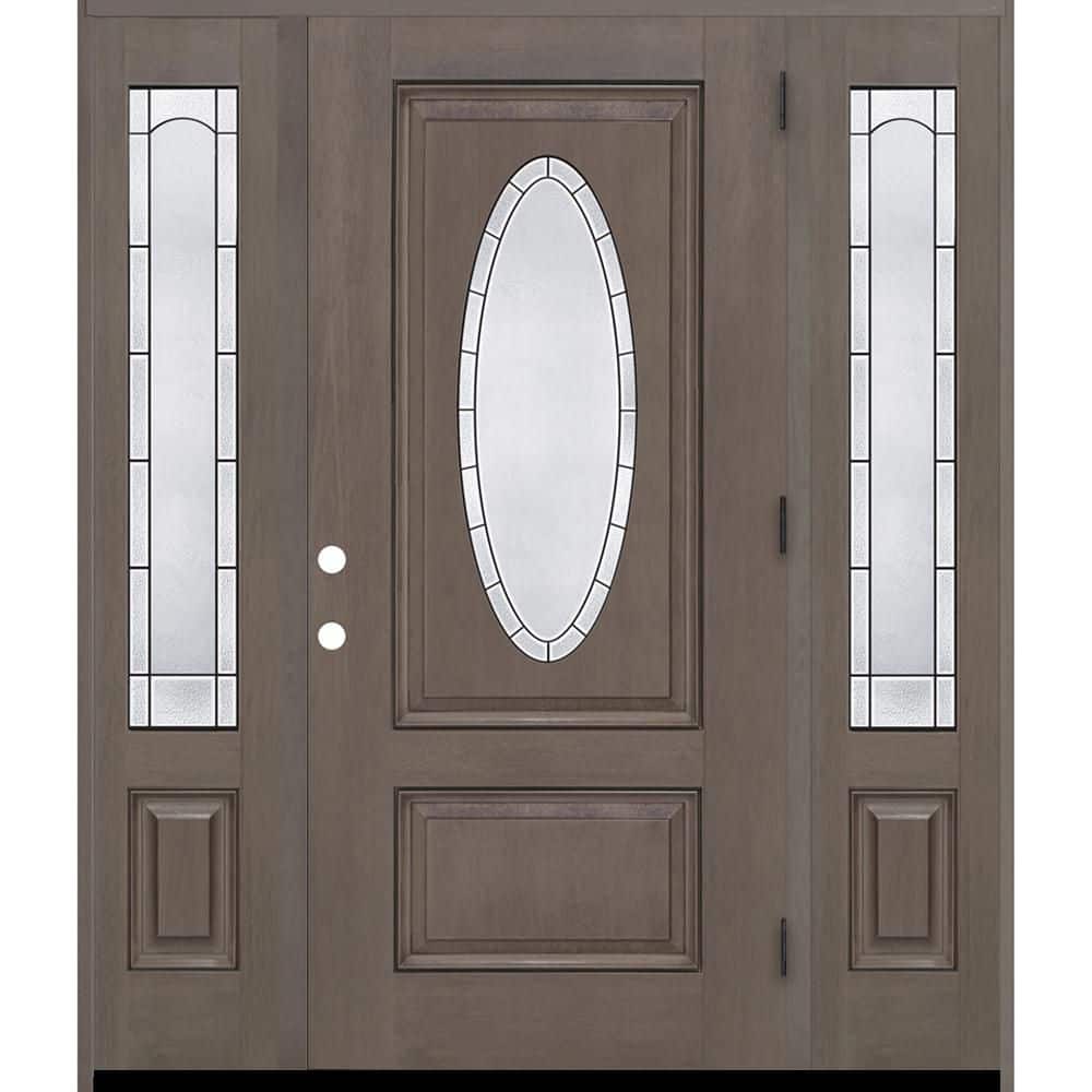 Regency 64 in. x 80 in. 3/4L Oval Empire Glass LHOS Ashwd Mahogany Fiberglass Prehung Front Door w/12in-Full SLs 4-9/16 price history on PriceWatchPro