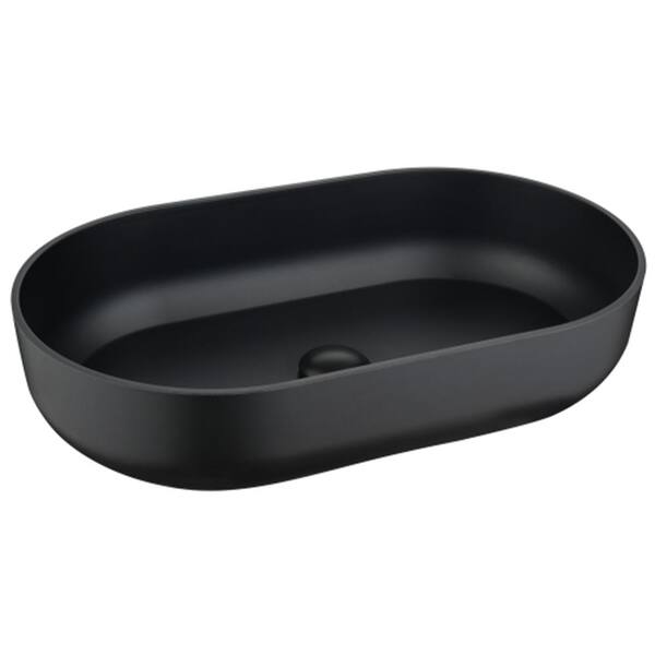 WarmieHomy Modern Oval 24 in. x 14 in. Above Bathroom Vessel Sink, Bathroom Sink for Lavatory Vanity in Black