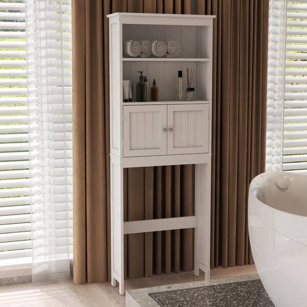 25 in. W x 77 in. H x 7.9 in. D Matte White Bathroom Over-The