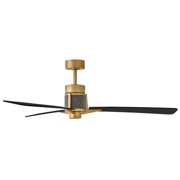 HINKLEY - Atticus 56.0 in. Indoor/Outdoor Integrated LED Heritage Brass Ceiling Fan with Remote Control