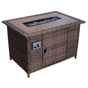 Costa Mesa Outdoor Rectangle Fire Pit - Brown