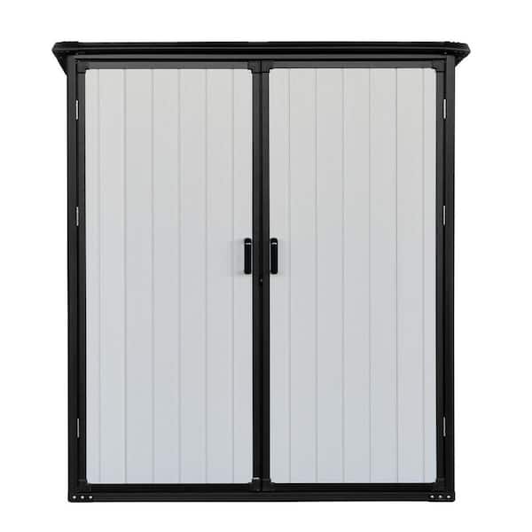 IMAGACFUN Outdoor Storage Shed 3 ft. W x 5 ft. D Resin Waterproof Cabinet with Lockable Doors White plus Black (15 sq. ft. )