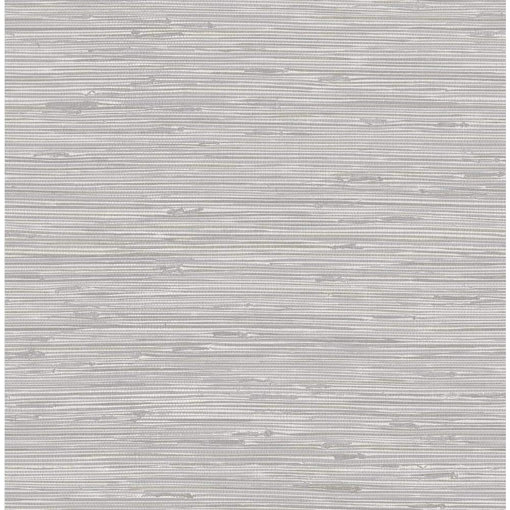 NuWallpaper Tibetan Grasscloth Silver Vinyl Peel And Stick Wallpaper  216-in by 20.5-in  30.75 sq. ft.