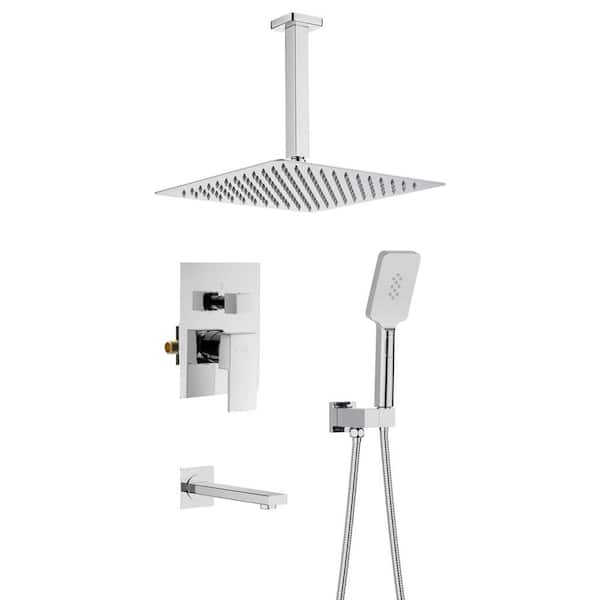 Single Handle 1-Spray Ceiling Mounted 3-Function Shower Faucet 1.8 GPM with Pressure Balance in. Chrome