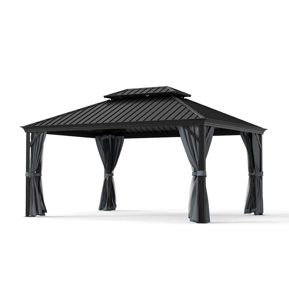 EGEIROSLIFE 12 ft. x 16 ft. Double Roof Hardtop Aluminum Patio