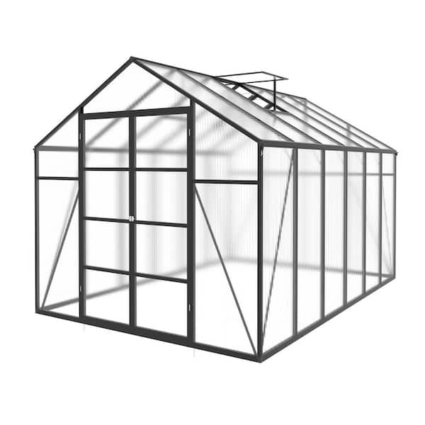 120 in. W x 144 in. D x 104 in. H Aluminum Frame Clear Polycarbonate Greenhouse
