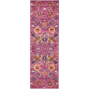 Passion Fuchsia 2 ft. x 6 ft. Floral Transitional Kitchen Runner Area Rug