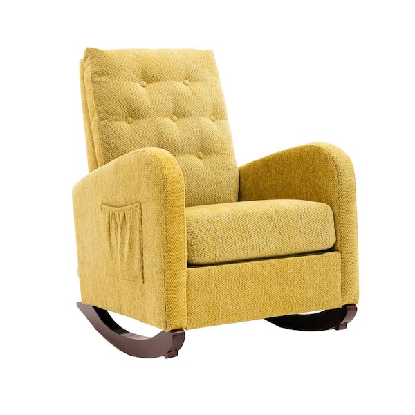Unbranded Yellow Room High Back Fabric Padded Seat Rocking Chair