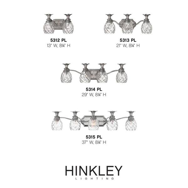 HINKLEY - Plantation 21 in. 3 Light Polished Antique Nickel Vanity Light