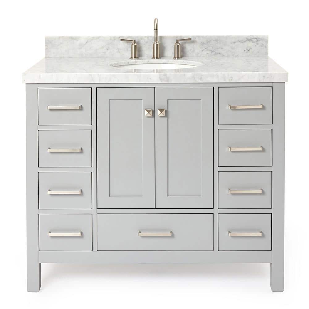 Cambridge Gray 43" Freestanding Single Sink Vanity with Marble Top