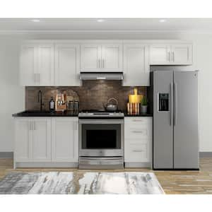 Cumberland 120 in. W X 96 in. H X 24 in. D Light Gray Shaker Assembled Kitchen Cabinet Bundle 1