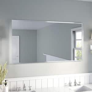 55 in. W x 30 in. H Silver Aluminum Rectangular Framed Wall Bathroom Vanity Wall Mount Mirror