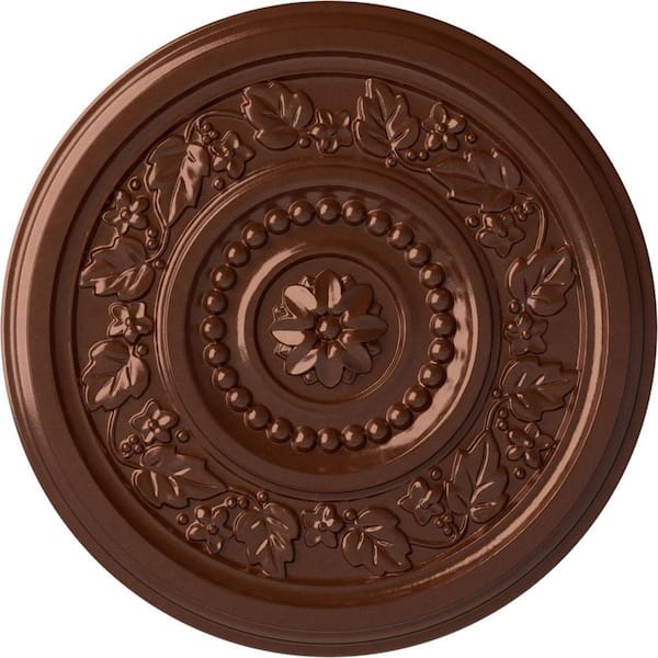 Ekena Millwork 16-1/8 in. x 5/8 in. Marseille Urethane Ceiling Medallion (Fits Canopies upto 4-1/4 in.), Copper Penny