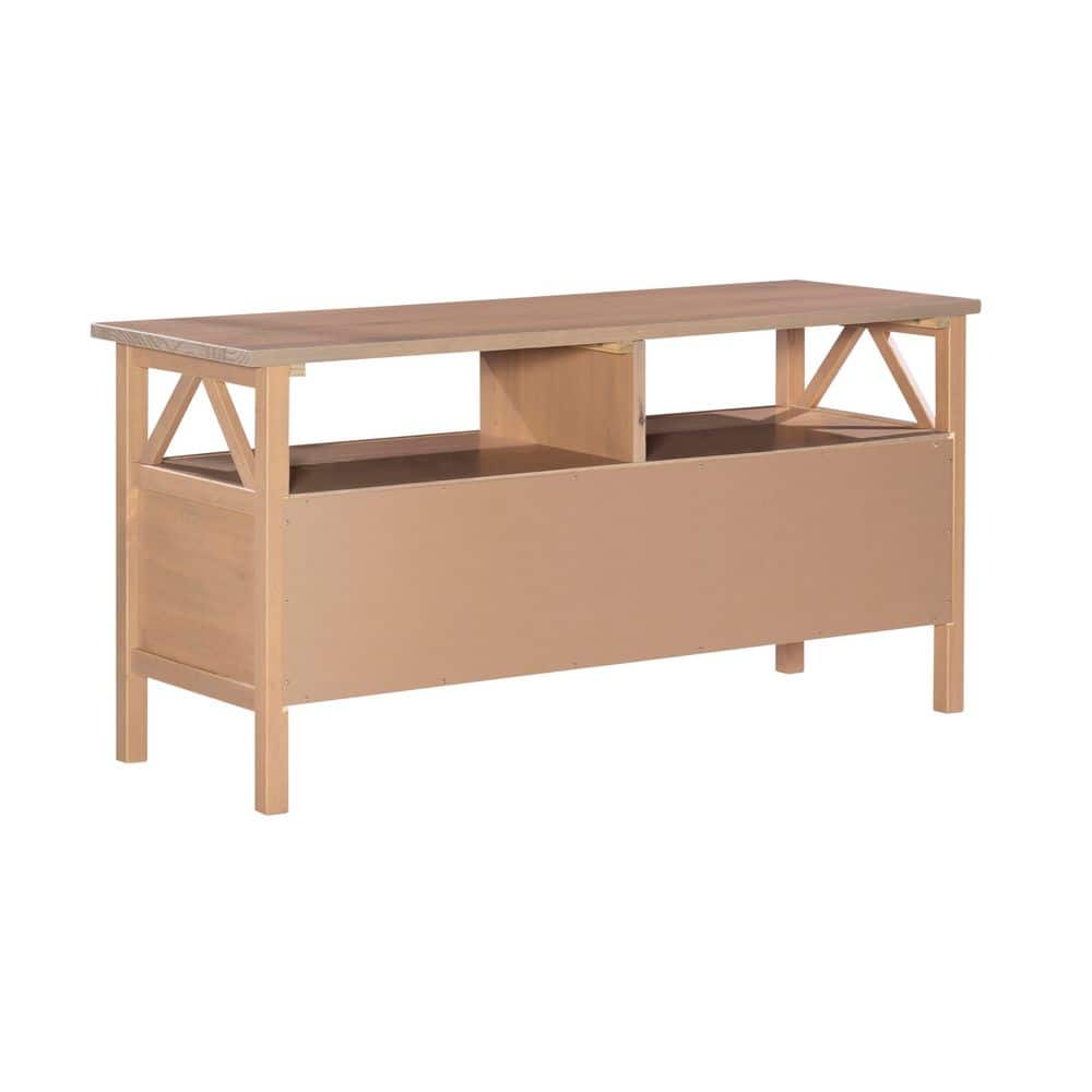 Rustic Gray 48'' Media Stand with Open Shelf and Storage Drawers