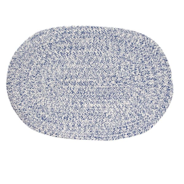 Braided Farmhouse Blue 8 ft. x 10 ft. Oval Cotton Area Rug