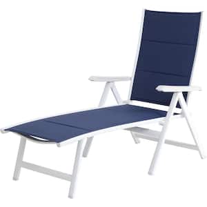 Everson in Navy/White Sling Outdoor Chaise Lounge
