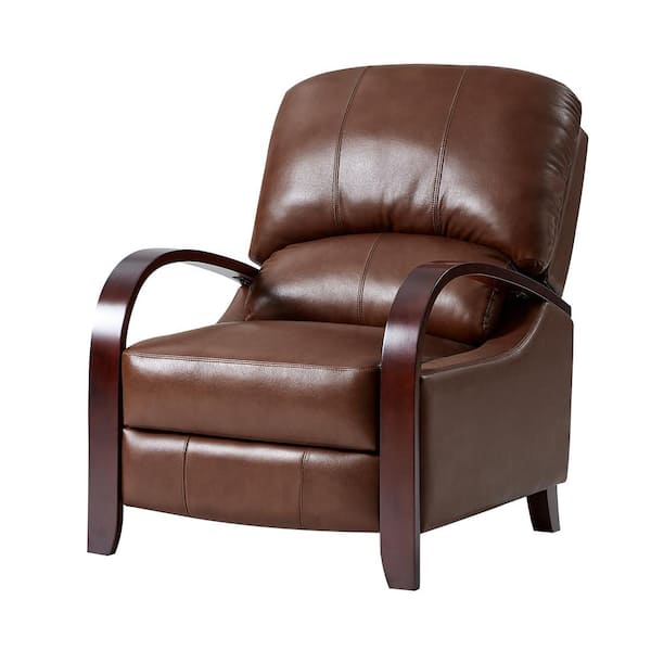 ARTFUL LIVING DESIGN Ernesto Brown Genuine Leather with The Wooden Armrest Recliner