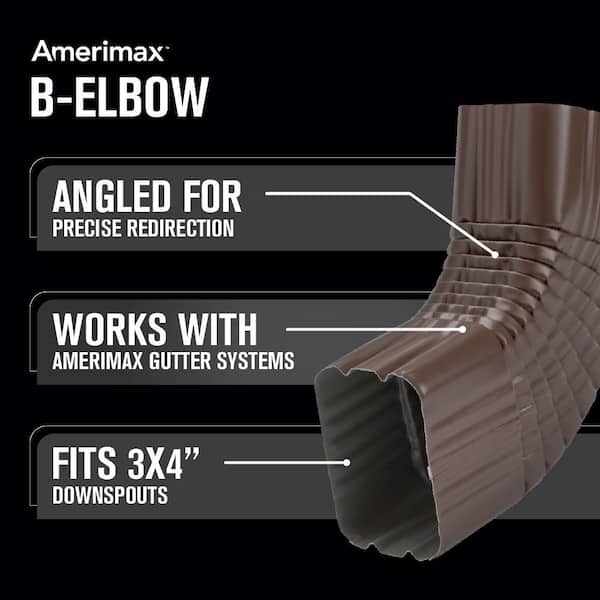 3 in. x 4 in. Brown Aluminum Downspout B-Elbow
