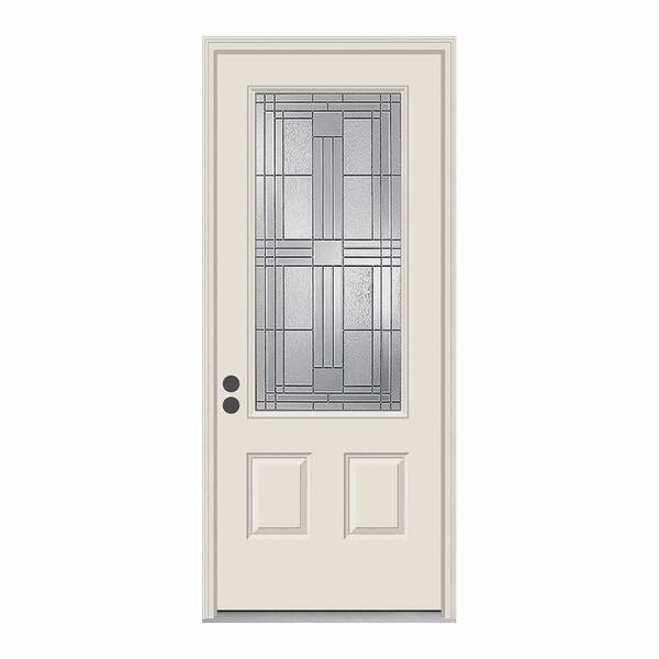 JELD-WEN 36 in. x 80 in. 3/4 Lite Cordova Primed Steel Prehung Right-Hand Inswing Front Door w/Brickmould