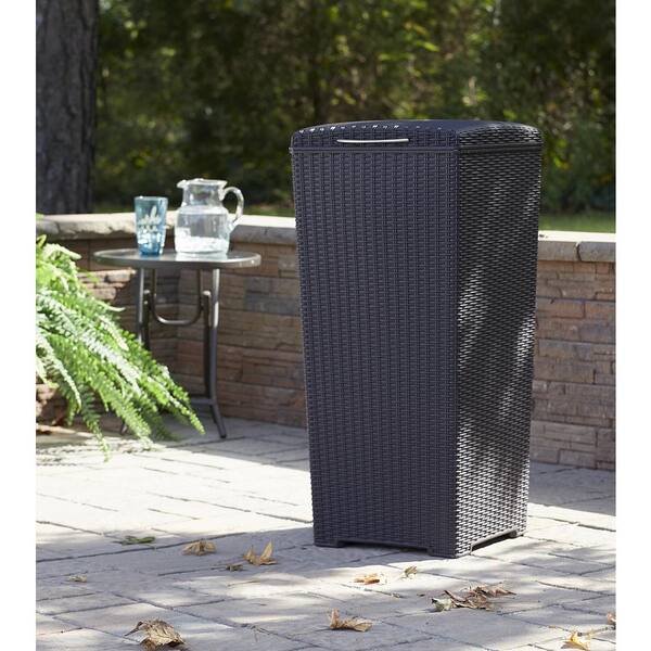 Keter 30 Gal Brown Wicker Style, Outdoor Wicker Trash Can Home Depot