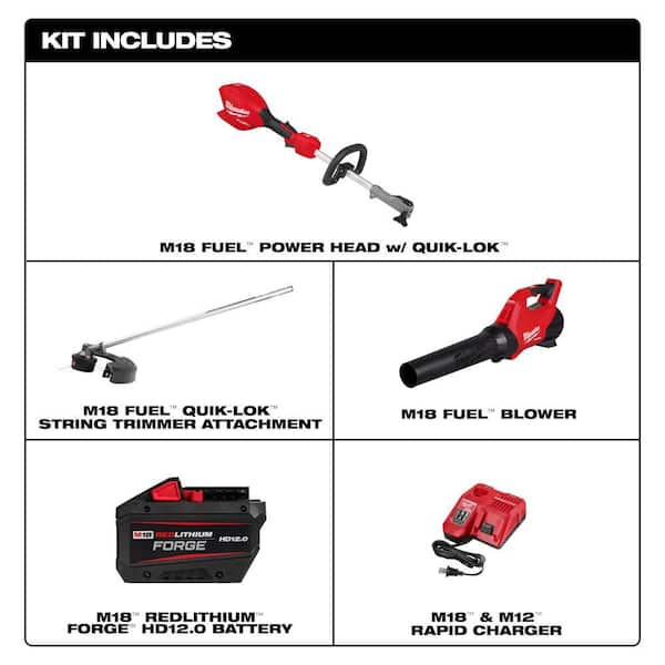 M18 FUEL 18V 16 in. Brushless Cordless Battery Powered QUIK-LOK String Trimmer Kit w/ 12.0 FORGE Battery, Rapid Charger