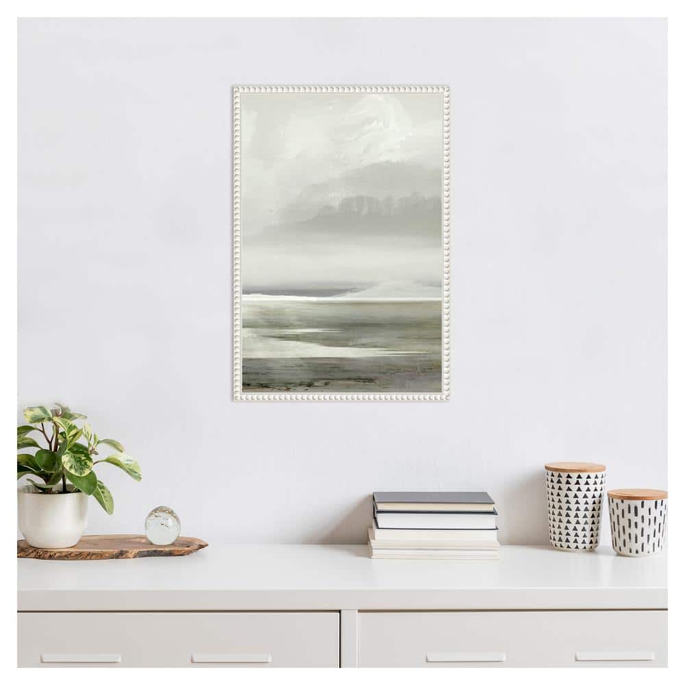 Serene Abstract Landscape Beaded Framed Canvas Wall Art