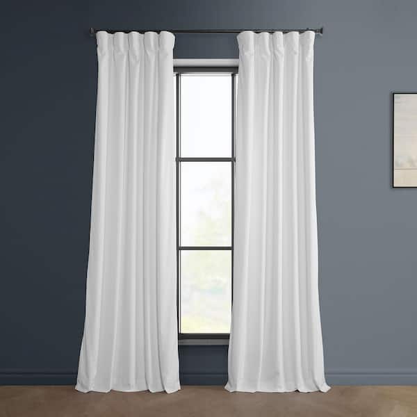 White Heritage Plush Velvet Rod Pocket Room Darkening Curtain - 50 in. W x 108 in. L (1 Panel)