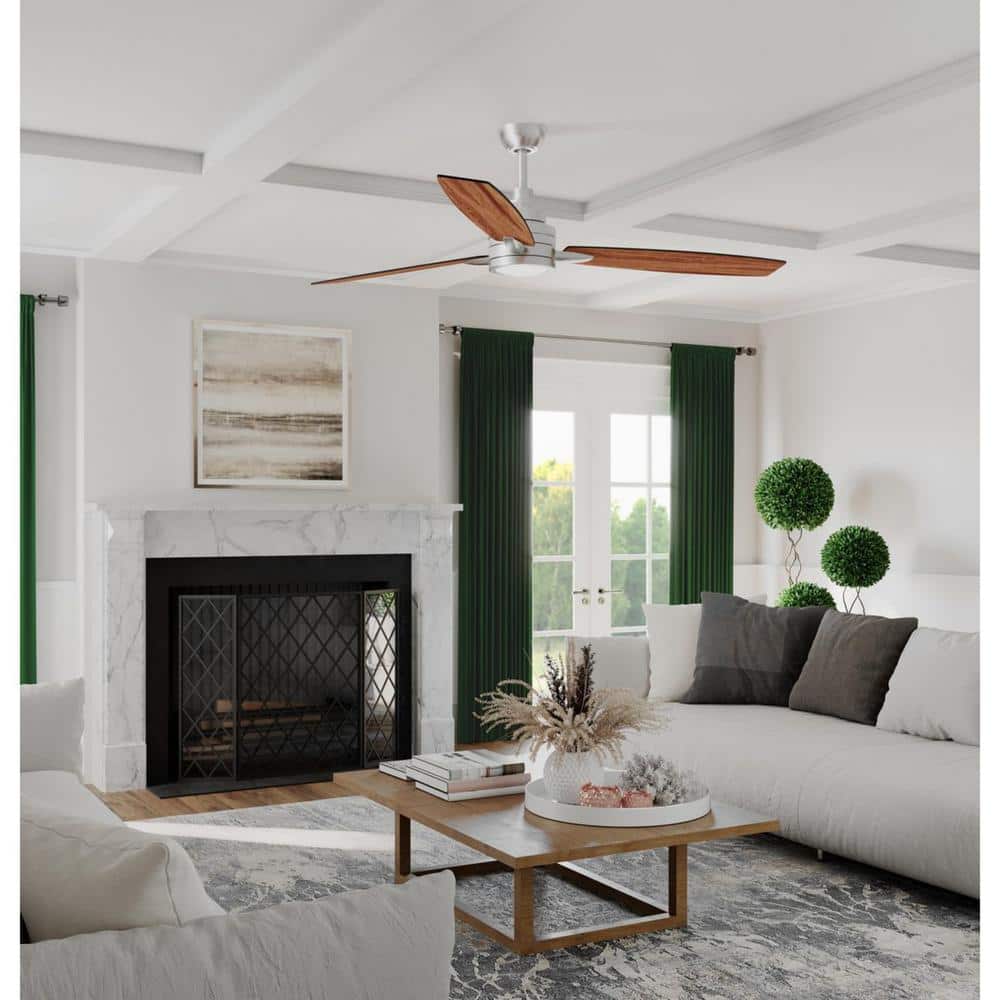 Nickel 54" Ceiling Fan with LED Light and Remote