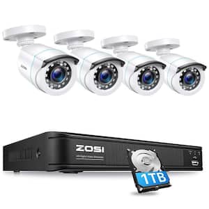 H.265+ 8-Channel 5MP-LITE DVR 1TB Hard Drive Security Camera System with 4X 1080P Wired Bullet Cameras, Remote Access