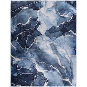 Daydream Navy Blue 9 ft. x 12 ft. Contemporary Area Rug