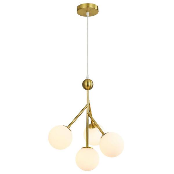 ZHLWIN Home Lighting Gold 4-Light Gold Pendant Design Globe Shade