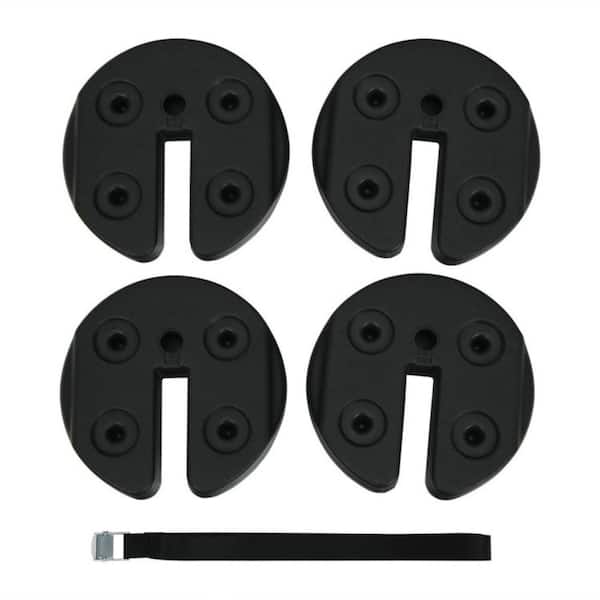 4-Piece Patio Umbrella Base Water Filled Weight Plates in Black