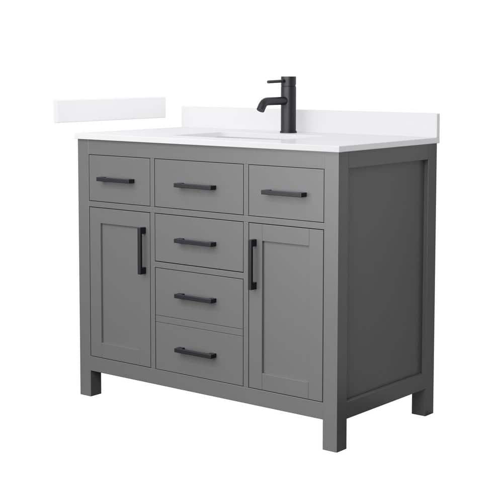 Beckett 42 in. Single Freestanding Dark Gray Bath Vanity with White Quartz Top (Assembled) price history on PriceWatchPro