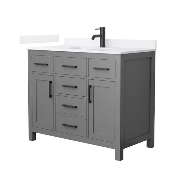 Beckett 42 in. Single Freestanding Dark Gray Bath Vanity with White Quartz Top (Assembled)